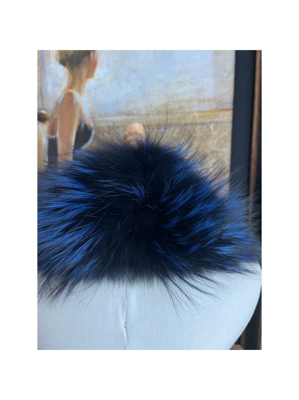 New Mr & Mrs Italy Blue & Black Fox Fur Scarf - Picture 3 of 7